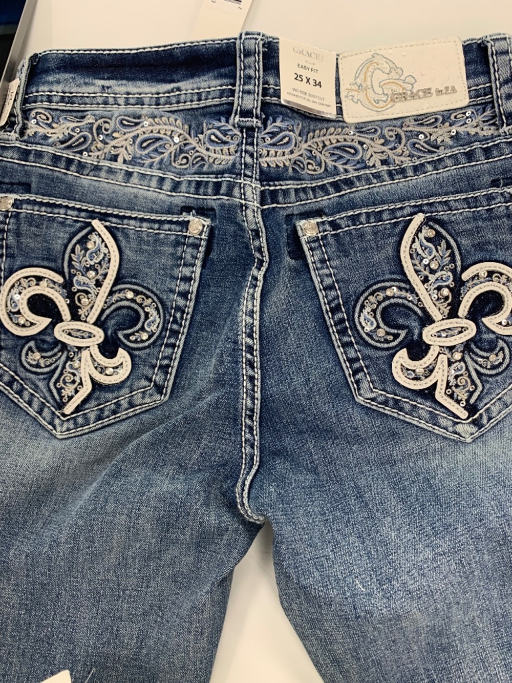NWT Grace in LA bootcut with embellished pocket and  yoke